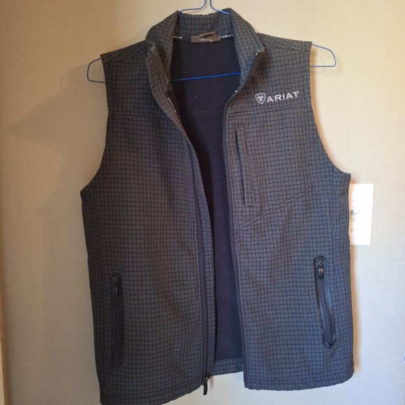 Ariat Men's Gray Plaid Like Zip Up Vest Warm Lining Sz Small - Picture 5 of 16